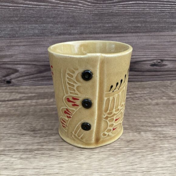 Charan Sachar Art Pottery Tea Mug Buttons Paisley Shirt Cup - Picture 1 of 8